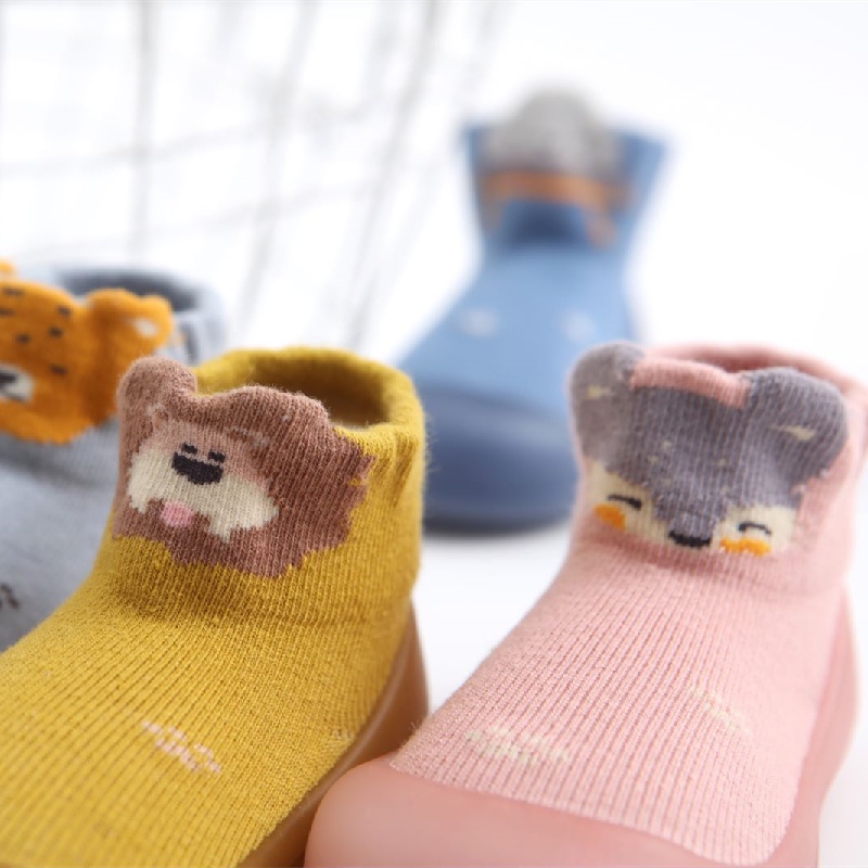 Giày Tập Đi Đế Cao Su Mềm Chống Trượt In Hình Cáo Hoạt Hình Unisex Cho Bé Trai