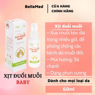 Chai xịt xua muỗi Baby 60ml - Dung dịch xịt đuổi, chống, ngăn muỗi đốt kéo dài, an toàn cho bé và mẹ