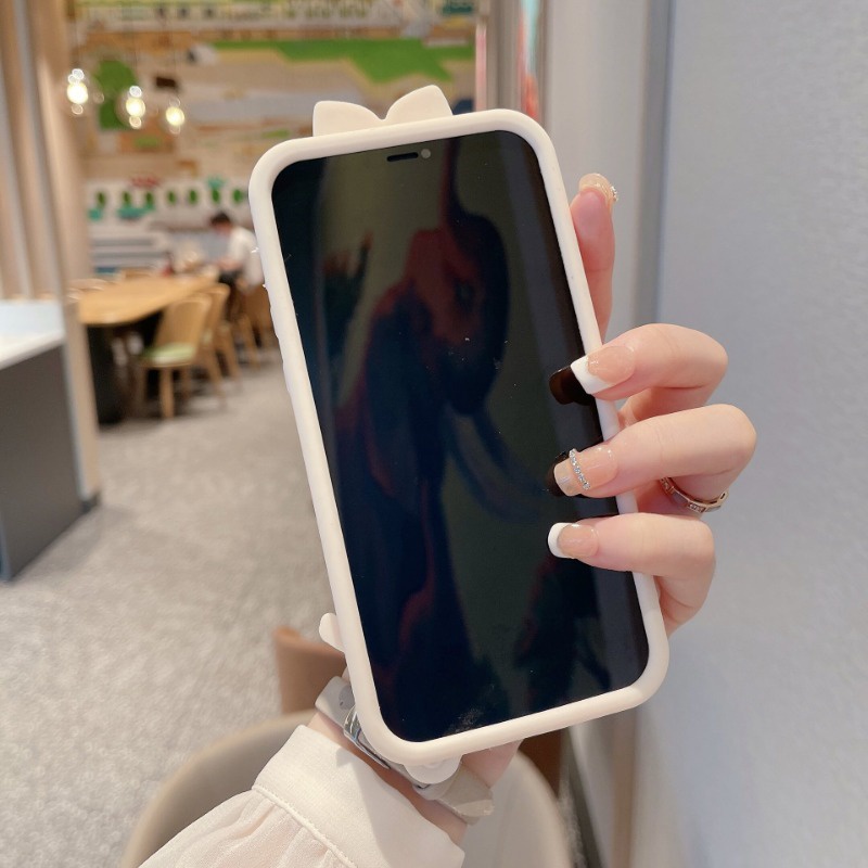 Ốp Điện Thoại Silicon Chống Rơi Hình Búp Bê Barbie Có Gương Trái Tim Cho iPhone 14 / 13 / 12 Promax XS XR