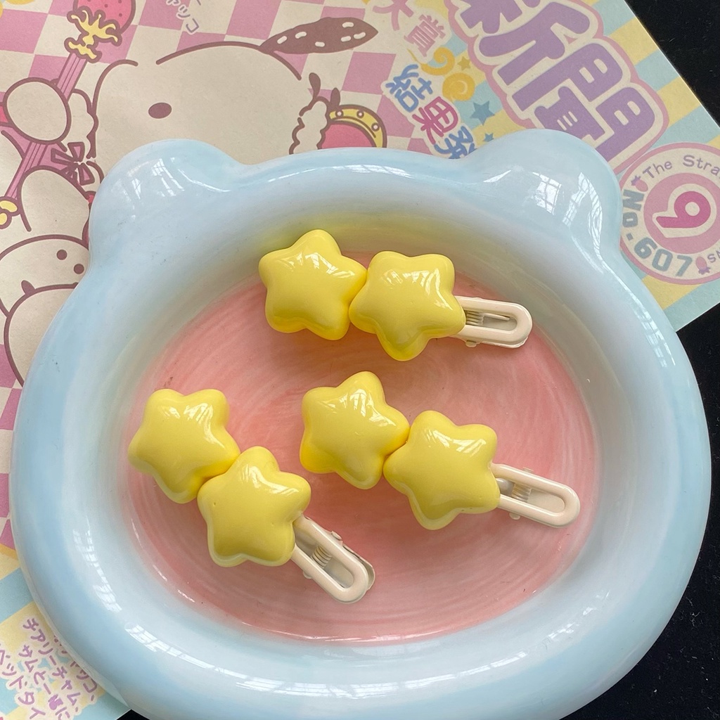 1 / 2 Kẹp Tóc Hình Ngôi Sao / Hình Học Màu Vàng Thời Trang