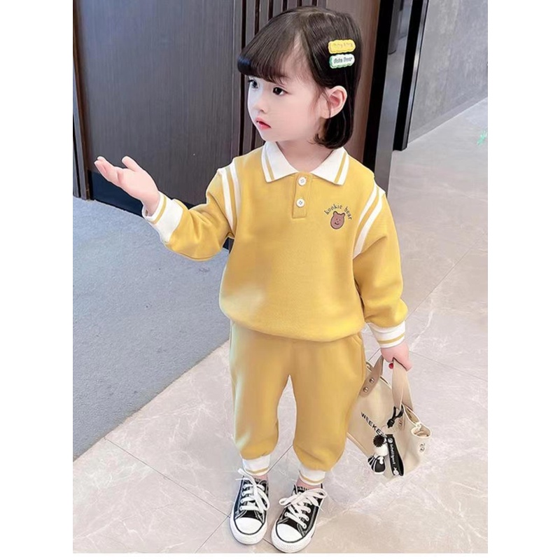 Bộ Áo Sơ Mi Dài Tay Kèm Quần Dài Phong Cách Phương Tây Thời Trang Xuân Thu Cho Bé Gái 90-140CM