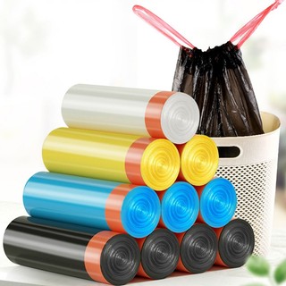 COMBO 5 cuộn túi đựng rác có dây rút Kích thước mỗi túi 45x50cm Chịu lực 10kg 15 cái/ cuộn SUNNY DAY