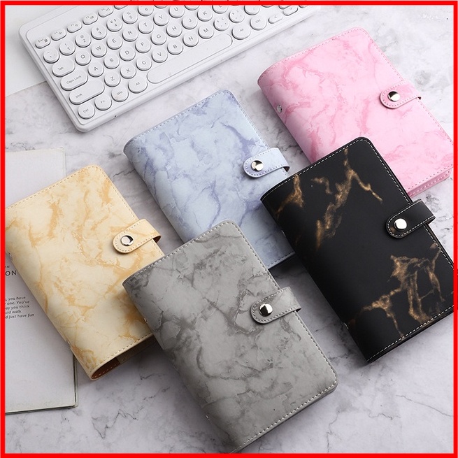 Sổ Phân Chia Đựng Tiền Thông Minh, Sổ Chi Tiêu Tiết Kiệm Tiền Có Túi Zip, Vân Đá Cẩm Thạch Da PU Mềm