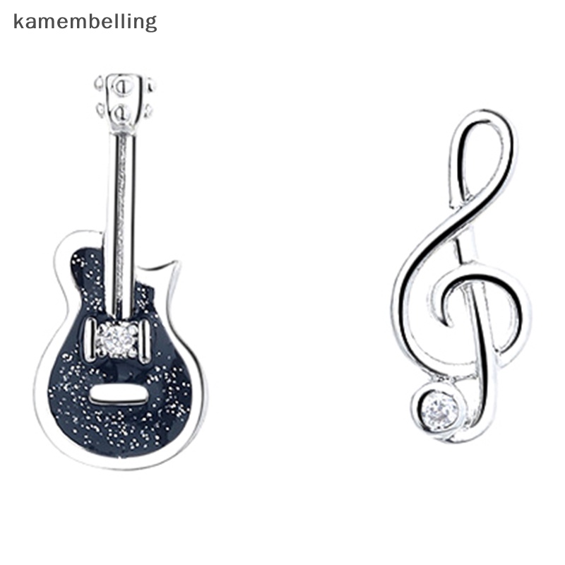 Kamembelling 1 cặp đơn giản không đối xứng treble clef guitar stud earrings thời trang dễ thương bông tai nốt nhạc cho phụ nữ cô gái âm nhạc những người yêu thích quà tặng en