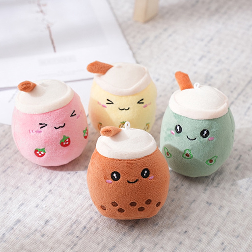 Móc Khóa Hình Bình Trà Sữa Nhồi Bông 11cm Dễ Thương