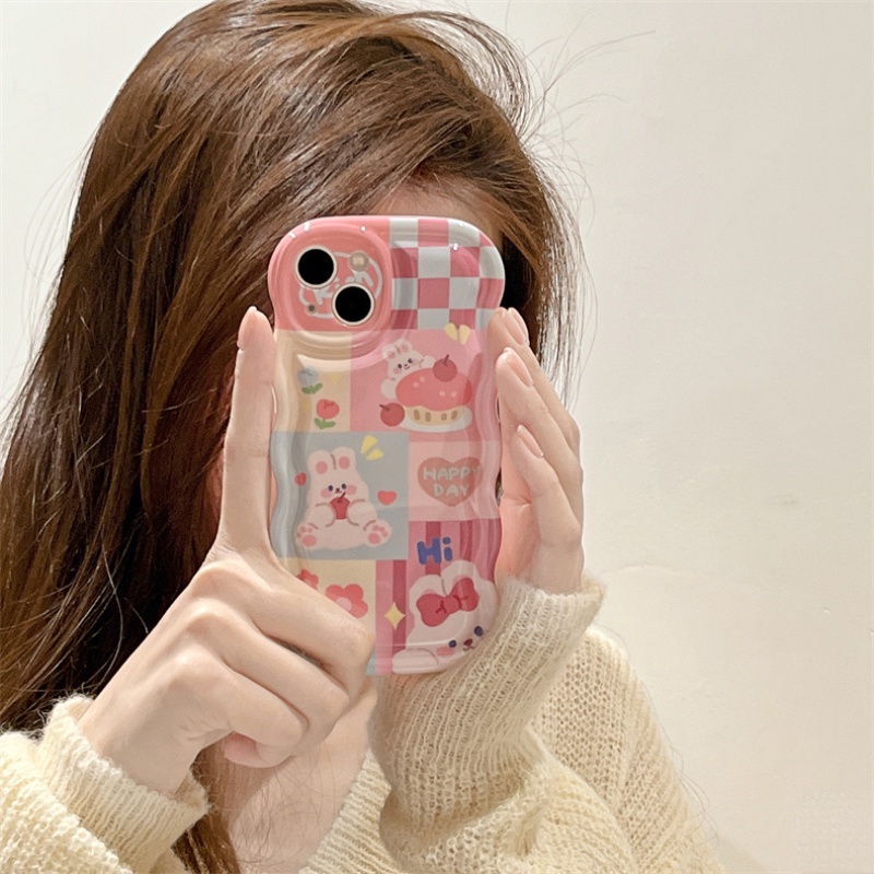 Ốp lưng điện thoại iphone cute dessert bunny pink dành cho 7 7plus 8 8plus xs xr 11 12 13 14 pro plus promax cartoon girl