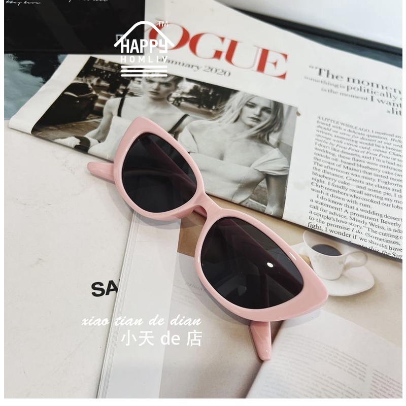 HAPPY HOMLIV Kính Mát Mắt Mèo Đen Phong Cách Retro Cho Nữ