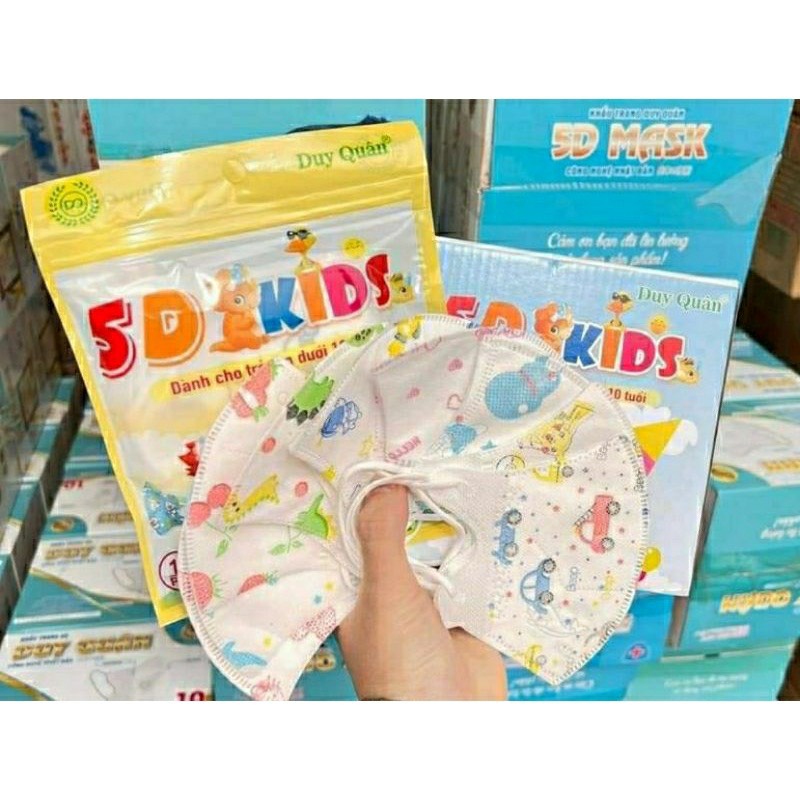 Khẩu Trang Trẻ Em Dưỡi 10 Tuổi 5D KIDS Kháng Khuẩn, An Toàn Cho Da Bé