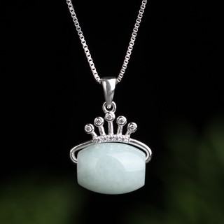 Mặt Dây Chuyền Hình Oval Bằng Bạc 925 Đính Ngọc Bích Tự Nhiên Thời Trang Cho Nữ