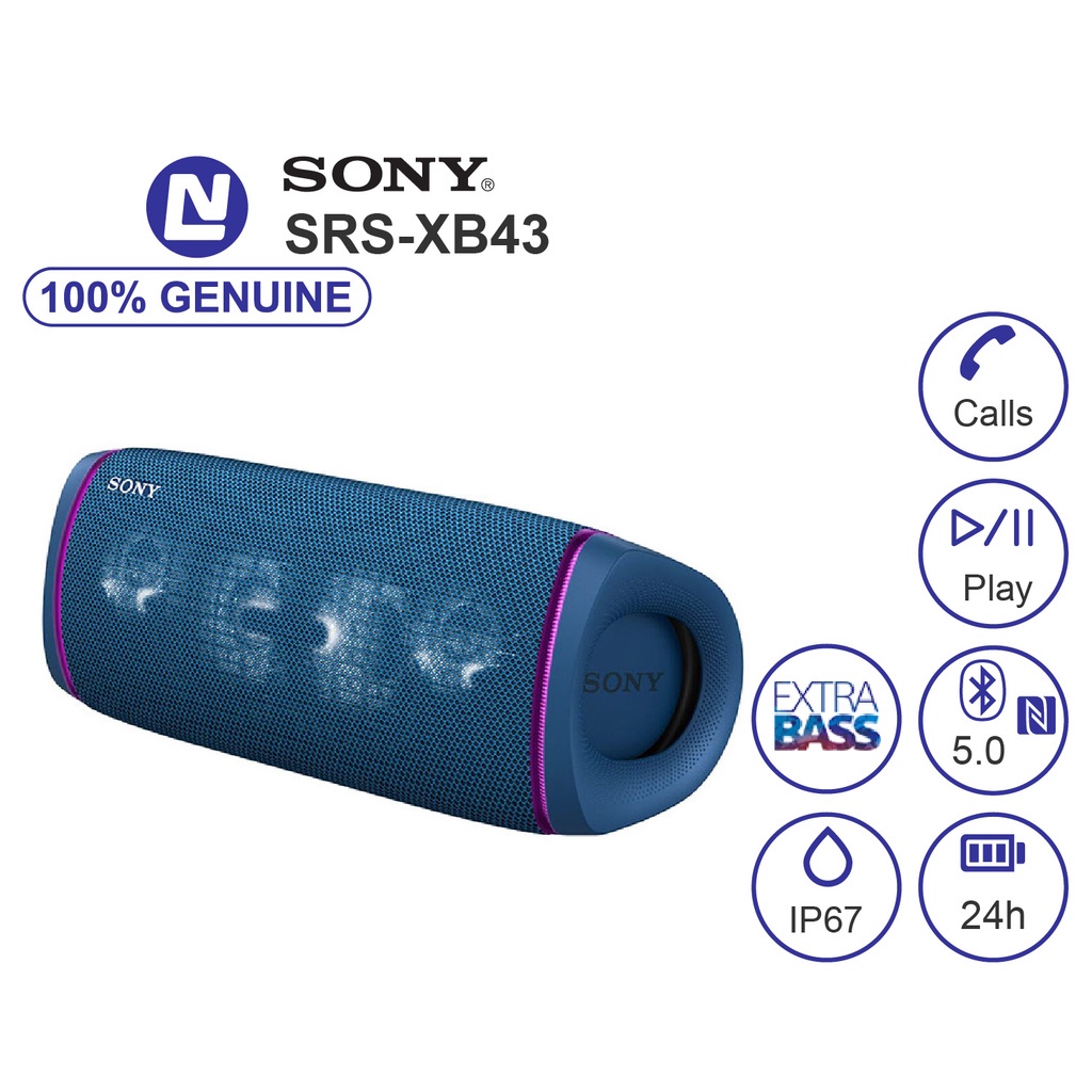 NEW - FULL BOX - Loa di động Sony SRS-XB43 với EXTRA BASS hàng chính hãng