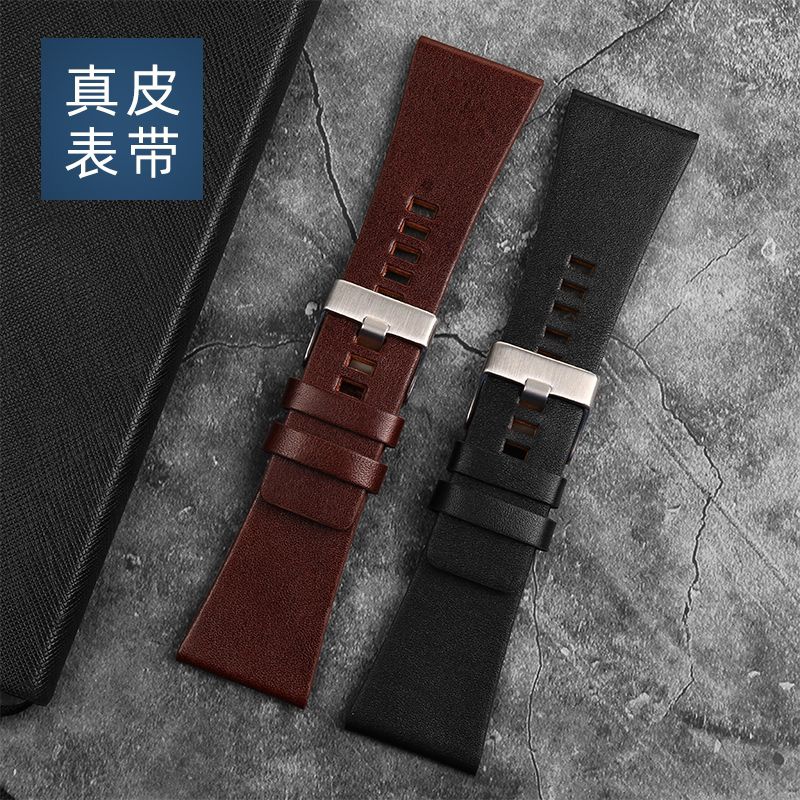 Dây Đeo Đồng Hồ Bằng Da Thật Màu Đen 7396 7391 28mm 30mm Cho Nam & Nữ