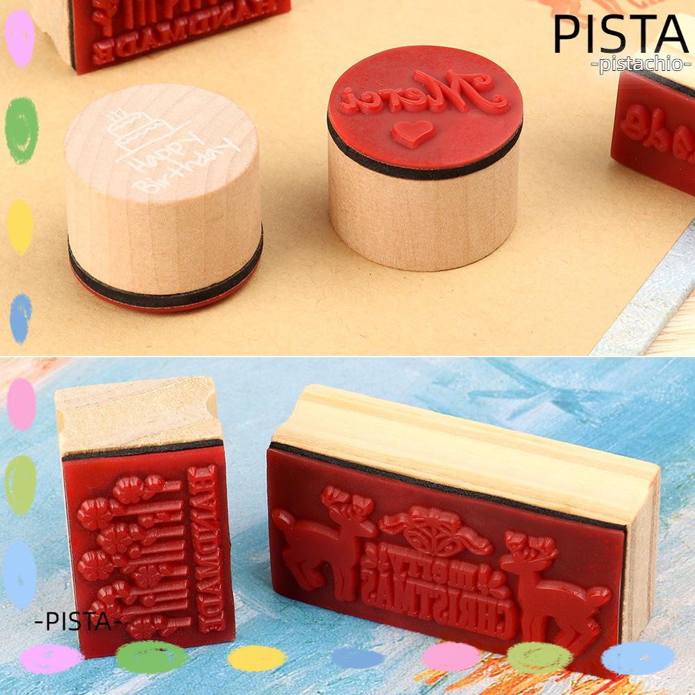 PISTA Con Dấu Gỗ Cao Su 9D In Chữ Thank You Trang Trí Sổ Tay