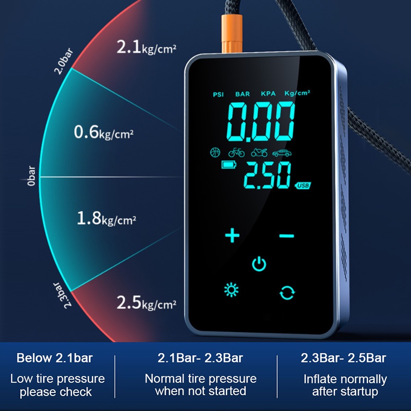 Blalion Máy Bơm Bánh Xe Hơi 150psi Màn Hình Cảm Ứng Kỹ Thuật Số