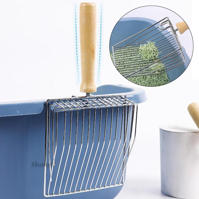 Cat litter spoon với hook pet sifting tay cầm bằng gỗ xẻng litter đồ dùng cho vật nuôi để sàng lọc nhanh cho chó hamster