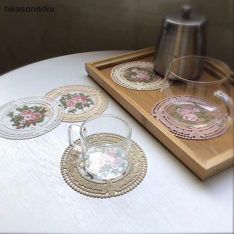 Heasonndiu vintage lace coaster placemat thêu bát ly cà phê coaster plate mat vn