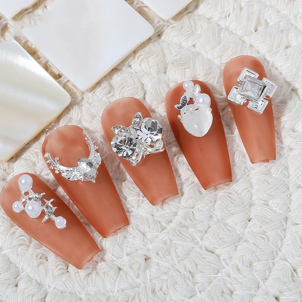 ✧Ready Stcok 10 Cái Nail Art Silver Daimond Jewelry Butterfly Bowknot Heart 3d Rhinestone Drill Trang Trí Móng Dụng Cụ Làm Móng Cho Tiệm Nail CAO HƠN