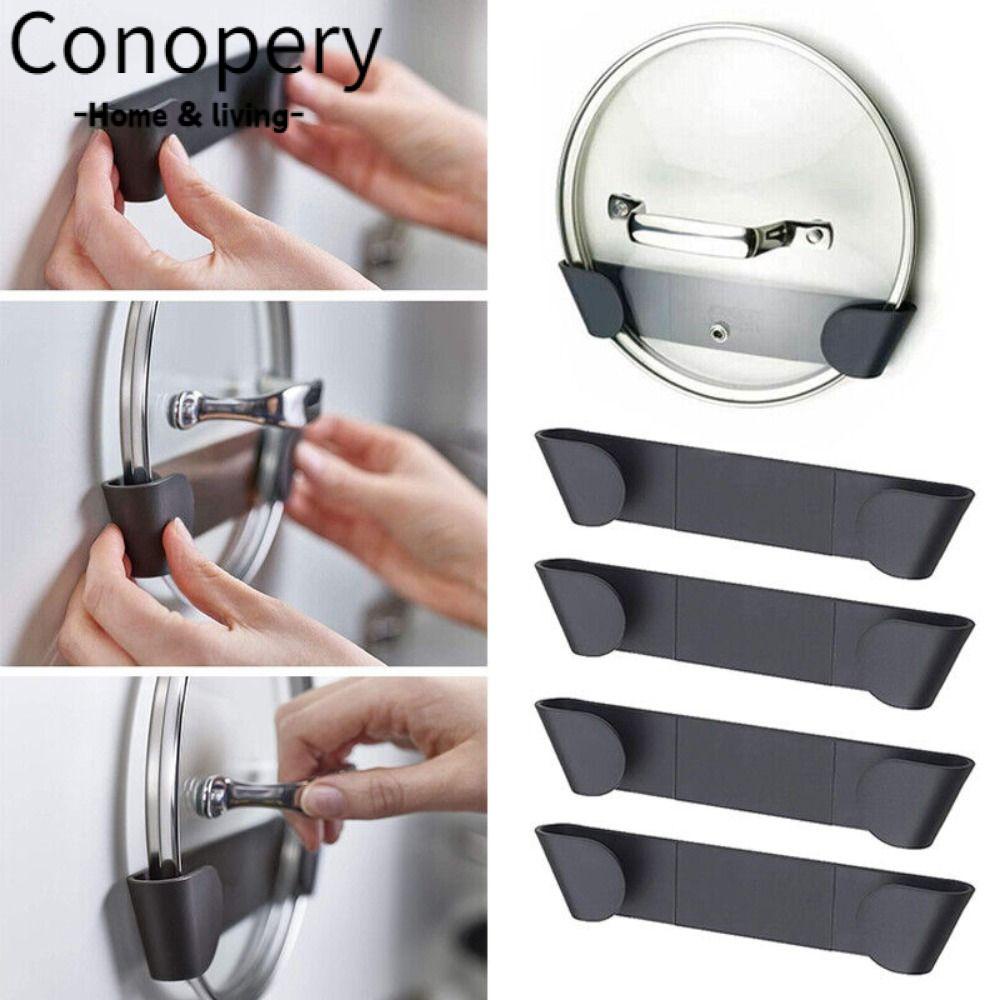 Conopery Giá đỡ nắp nồi 4 cái / bộ kệ nắp nồi bằng nhựa treo tường-mounted