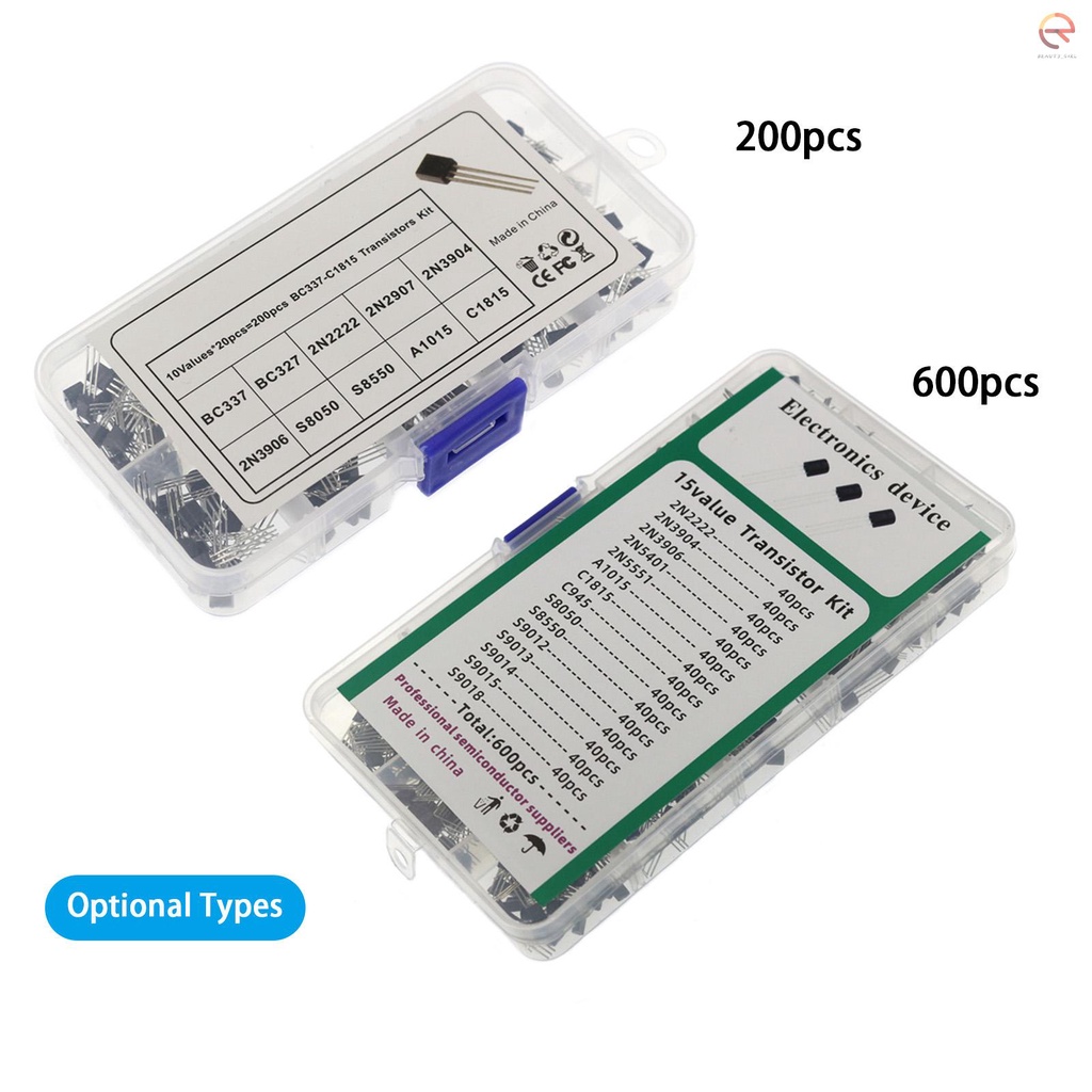 ⚓600 cái to-92 transistor 15 loại bộ giá trị 2n222 / 2n3904 / 2n3906 / 2n5401 / 2n5551 / a1015 / c1815 / c945 / s8050 / s8550 / s9012 / s90