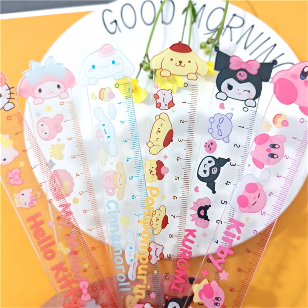 ⚡VẬN CHUYỂN NHANH⚡⚡ Thước đo Hoạt Hình Sanrio Acrylic In Hình Dễ Thương Melody Kuromi Hello Kitty Thước đo Cinnamoroll Thước đo Học Sinh 15cm Quà Tặng Văn Phòng   Dành Cho Học Sinh