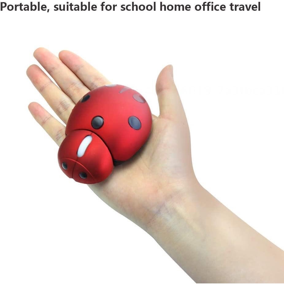 Chuột không dây 2.4g di động mini hoạt hình động vật bọ rùa hình dạng 3000dpi Chuột không dây di động với bộ thu usb cho pc mac máy tính xách tay máy tính xách tay