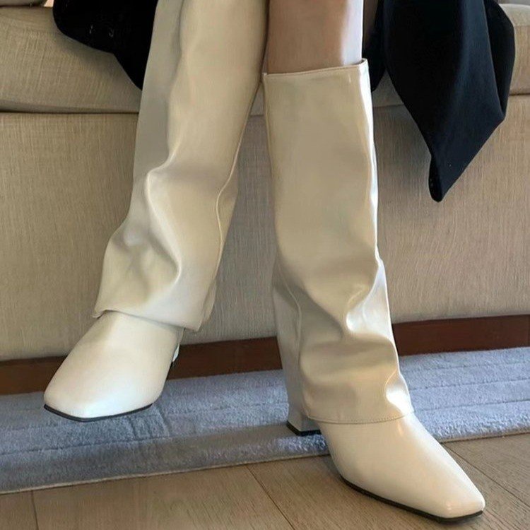 Giày Bốt Cao Gót Mũi Vuông Size Lớn Thời Trang