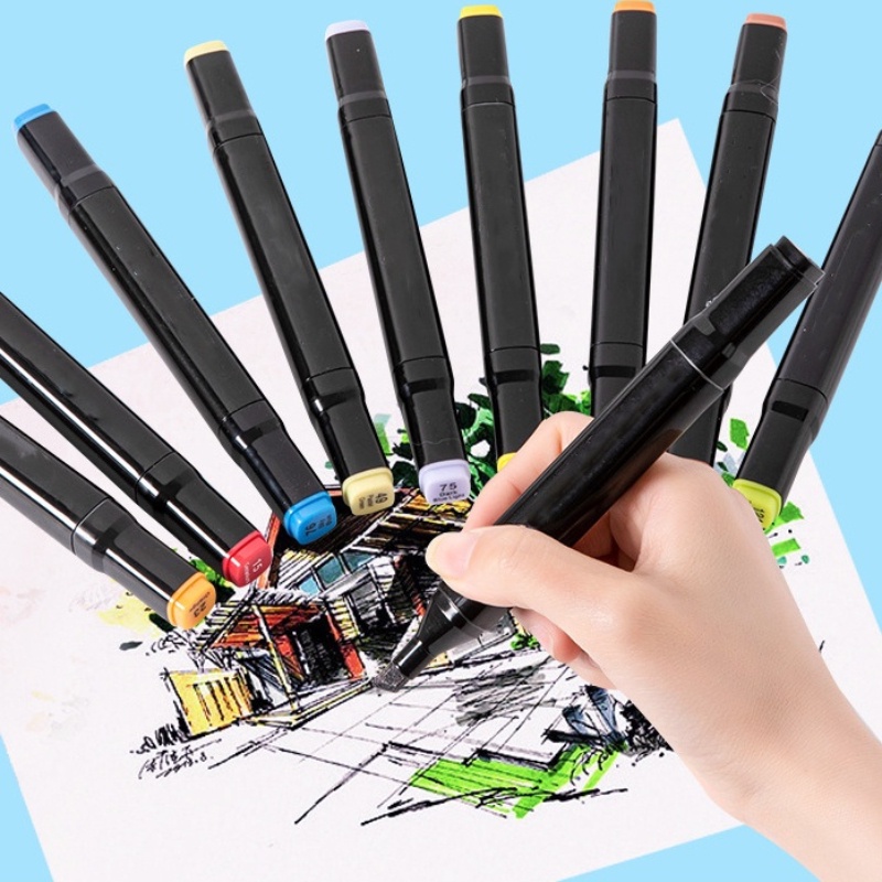 Bút Marker brush Đánh Dấu 2 Đầu Bút Vẽ Tranh Màu Nước 24/36/60/80 Màu Bút Màu Dạ Cho Học Sinh Và Trẻ Em Bút  touch