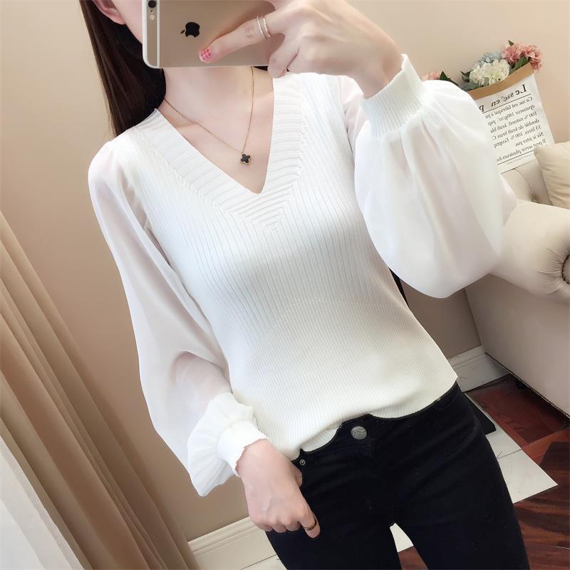 Áo Len Dài Tay Cổ Chữ v Màu Đen Phong Cách Phương Tây Thời Trang Mùa Thu 2023 Dành Cho Nữ