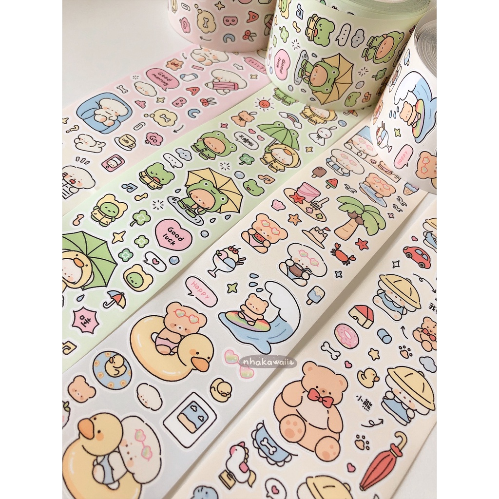 Nhãn dán sticker chiết trang trí toploader dạng cuộn Nhà Kawaii