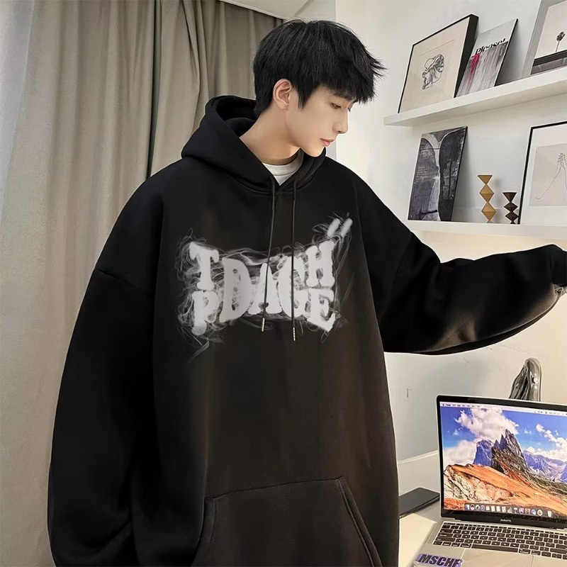🔥áo hoodie nam áo khoác cổ đứng🔥form rộng big size tới 90kg Mens thời trang Mỹ sáng tạo hun khói thư in nhiều màu cộng với kích thước hoodie Unisex Thời Trang Trẻ Trung