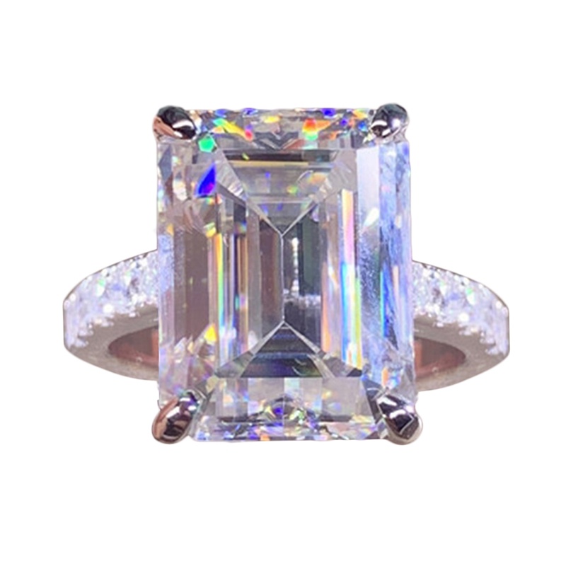 Diamd Nhẫn Cưới Đính Đá Zircon Hình Vuông Lấp Lánh Sang Trọng Cho Nữ