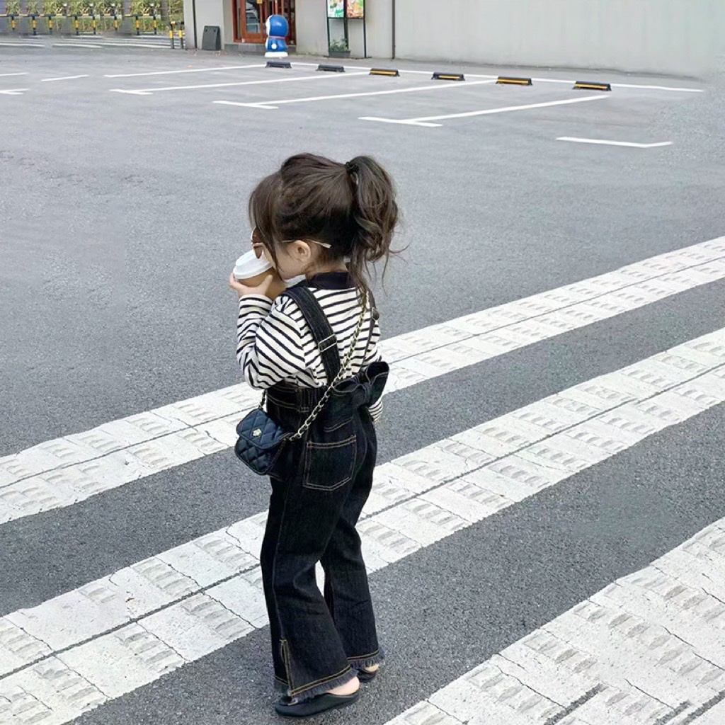 Sét Yếm Jean + Áo Zip Kẻ 10-26kg Đính Nơ Lưng Bé Gái - Shop Mẹ Bông 92