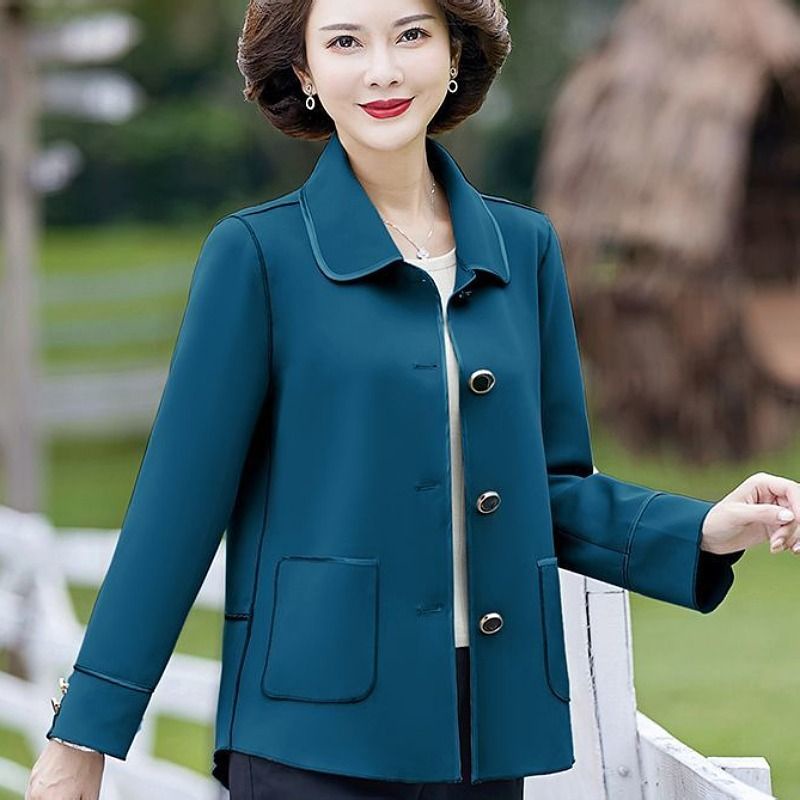 Áo Khoác Len Hai Mặt Dáng Ngắn Chống Gió Thời Trang Dành Cho Phụ Nữ Trung Niên