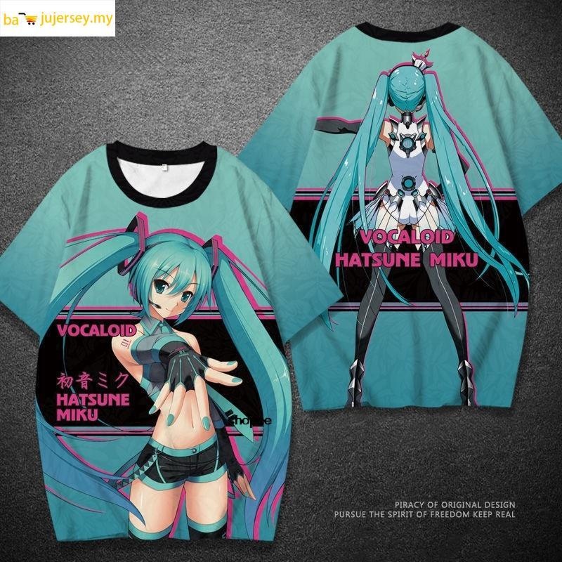 Hatsune miku fashion men's and women's t-shirt hot selling short sleeve sports t-shirt original 3d t-shirt two-dimensional short-sleeved male japanese cartoon print half-sleeved
