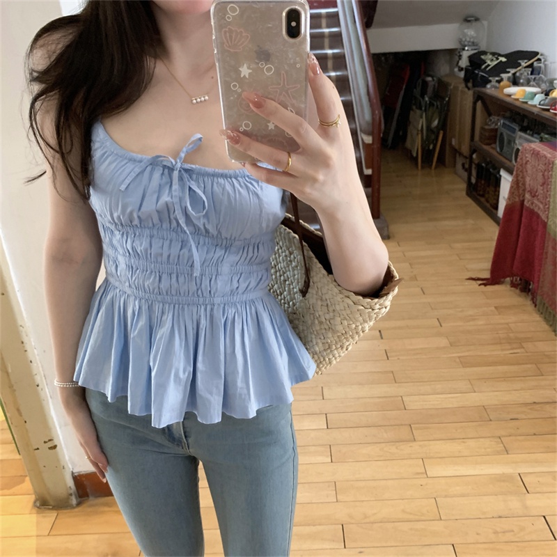 Thời trang mùa hè all-match nơ vest nữ sling sexy