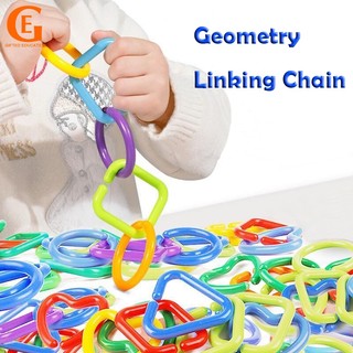 Trẻ em đầy màu sắc hình học liên kết chuỗi móc nhựa trẻ em montessori kỹ năng vận động tốt đồ chơi toán học đồ chơi học tập sớm