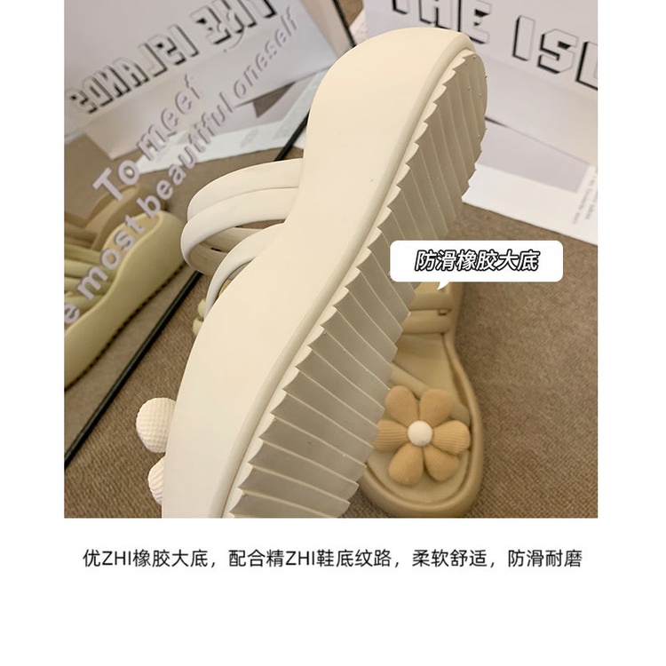 Dép hoa dép nữ influencer 2023 phong cách mới mùa hè có thể mặc bên ngoài thời trang dày-soled beach all-match anti