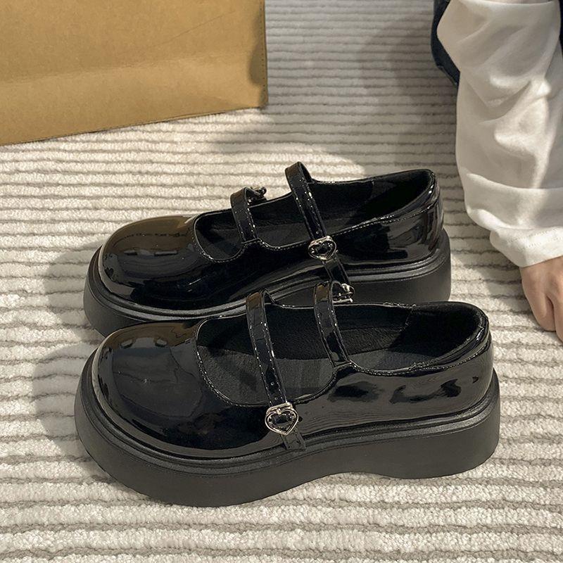 Mary jane da tròn đế dày và thời trang mùa hè đen