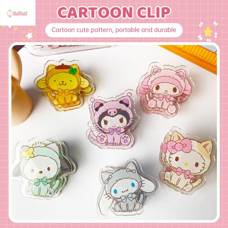 💜SANRIO Kẹp Giấy Kiểm Tra Dữ Liệu Bằng Acrylic Trong Suốt Hình Chú Chó Cinnamon Hoạt Hình
