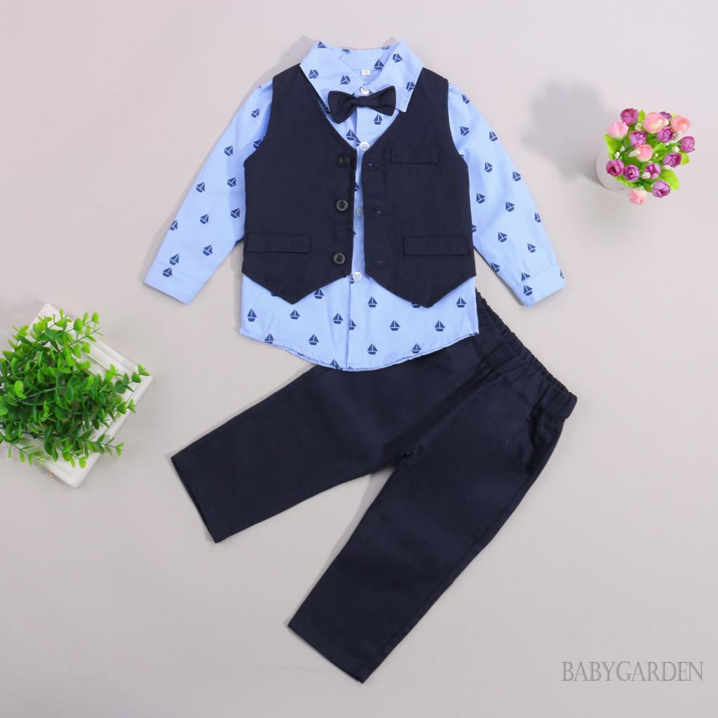 Set Áo Sơ Mi Dài Tay + Quần Dài Thời Trang Lịch Lãm Cho Bé Trai 9 Tháng-5 Tuổi