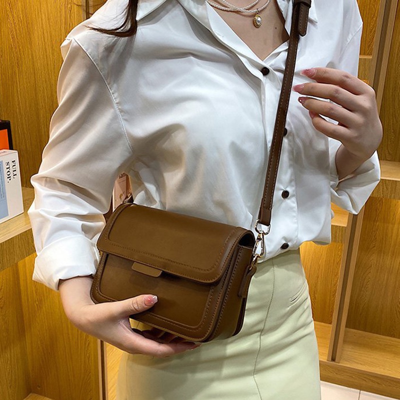 Túi Đeo Chéo Vai Hình Vuông Nhỏ Màu Sắc Tương Phản Hợp Thời Trang Cho Nữ