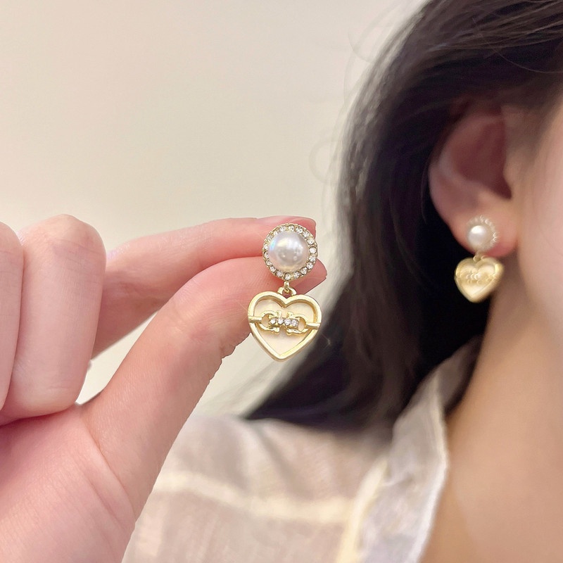 Bông Tai Ngọc Trai Hình Trái Tim Màu Trắng Sữa Thời Trang 2023 Cho Nữ