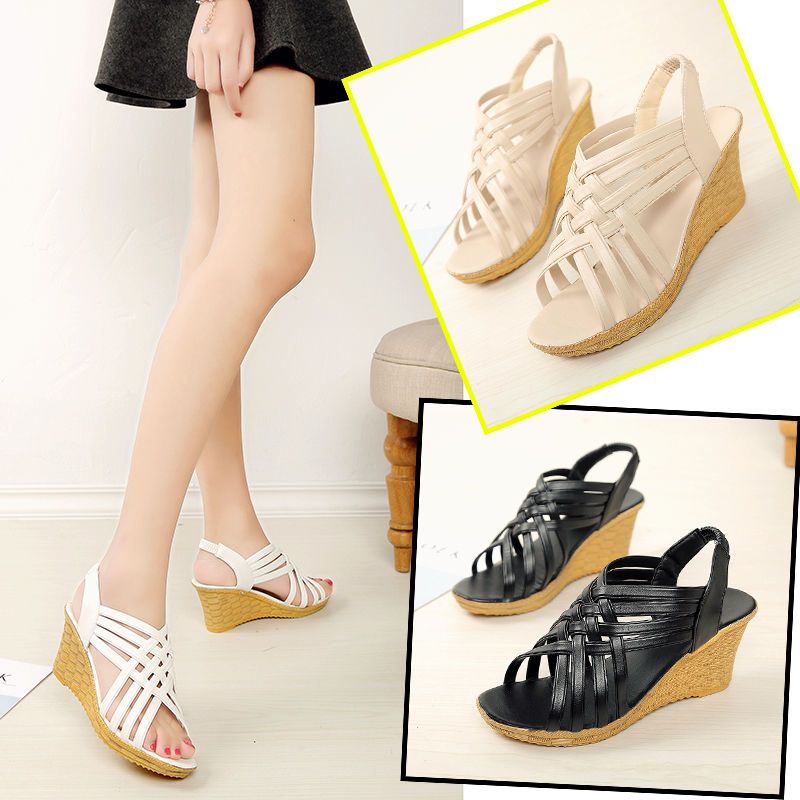2023 giày sandal nữ đi mưa giày sandal nữ bigsize giày sandal nữ ulzzang giày sandal nữ ulzzang giày sandal nữ ulzzang Giày Sandal Cao Gót Đế Xuồng Dày Quai Da Mềm Thời Trang Mùa Hè 2021