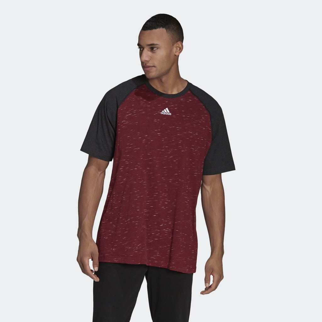 Adidas Phong cách sống Áo Thun Tay Raglan Mélange Essentials Nam Đỏ HE1798
