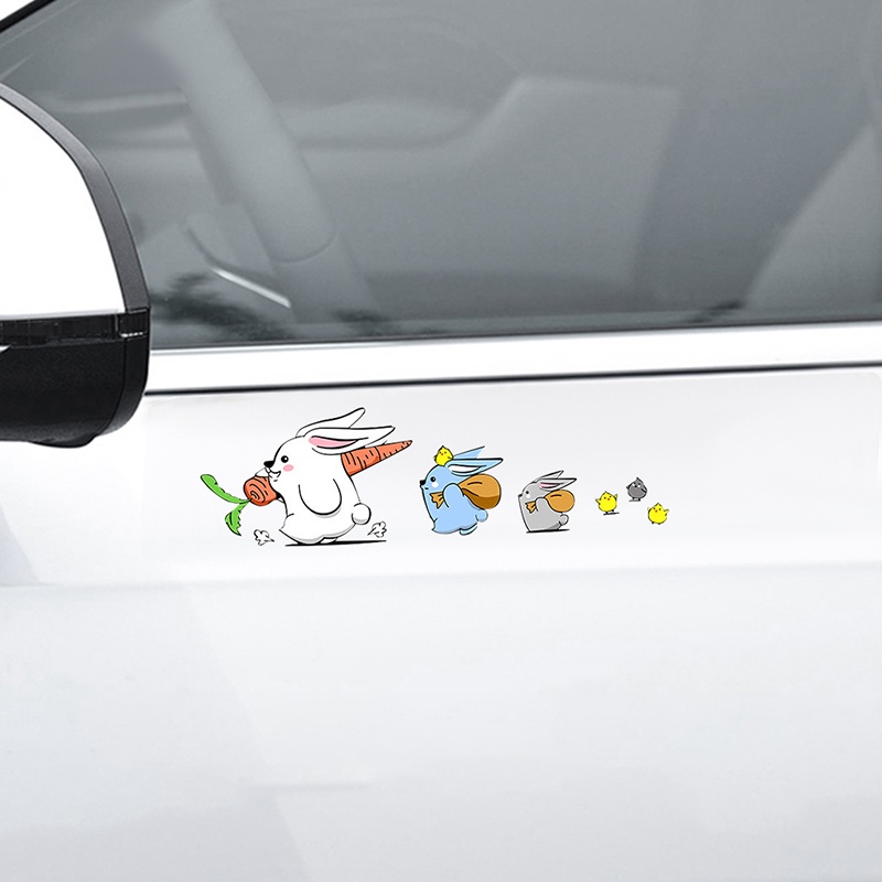 Miếng Dán Trang Trí Xe Hơi Hình Thỏ Hoạt Hình Dễ Thương DIY