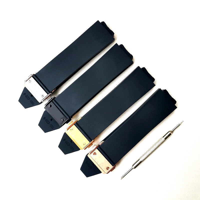 4/7✈Dây Đeo Cao Su Silicone Màu Đen Trơn Phù Hợp Cho HUBLOT HUBLOT Big Bang 25 * 17mm