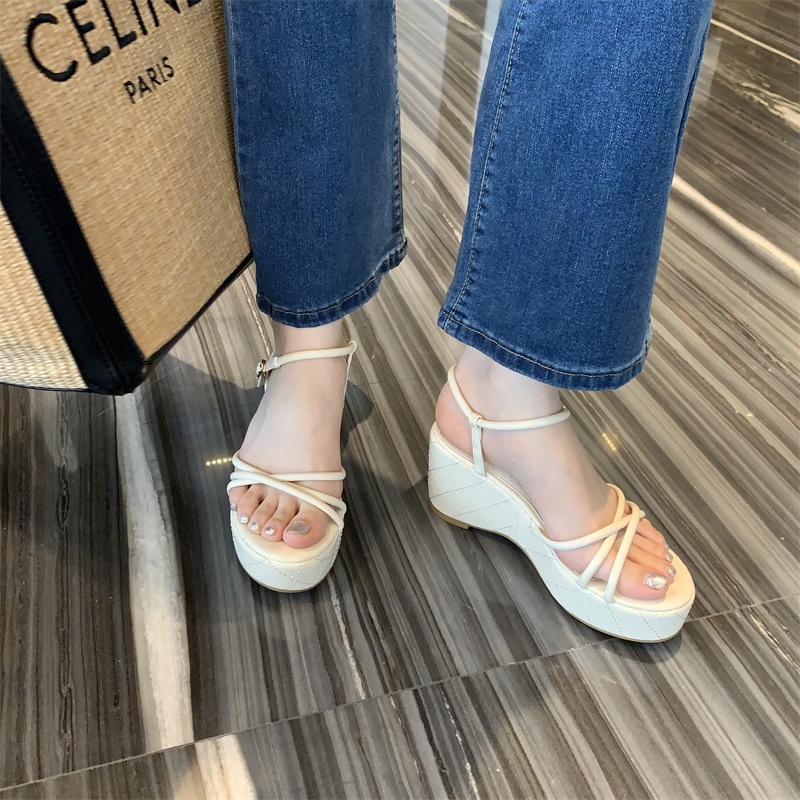 Giày Sandal Đế Xuồng Hở Ngón Quai Mảnh Thời Trang Mùa Hè Pháp 2023 Dành Cho Bạn Nữ