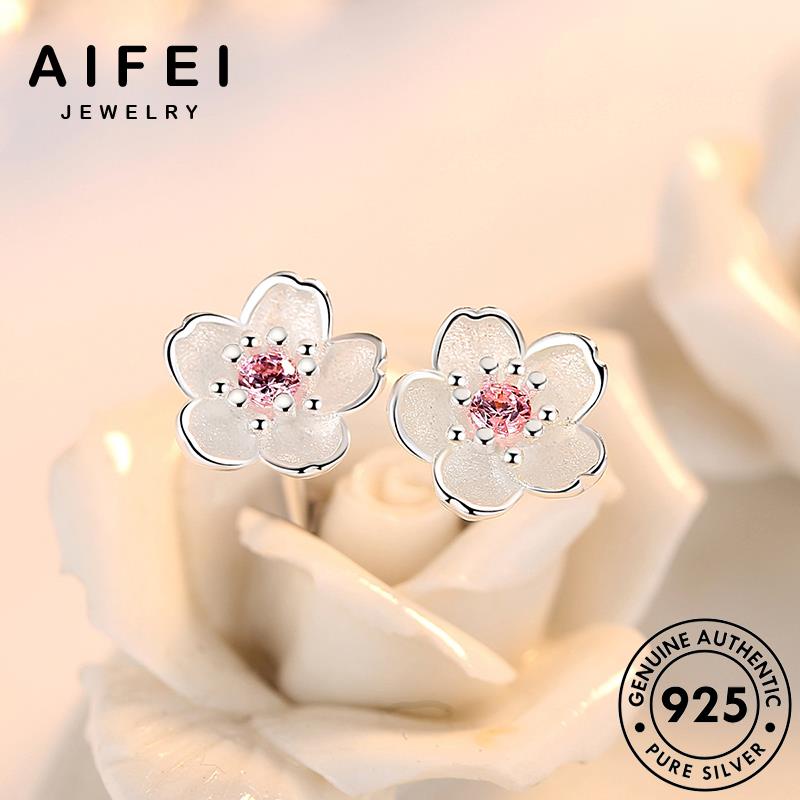 AIFEI JEWELRY trang khuyên phụ kiện tai Thời thật hoa tinh thể bạc nguyên 925 kim hàn sức quốc tua cương hồng bản mạn tròn vành lãng xỏ thời bông nữ E2