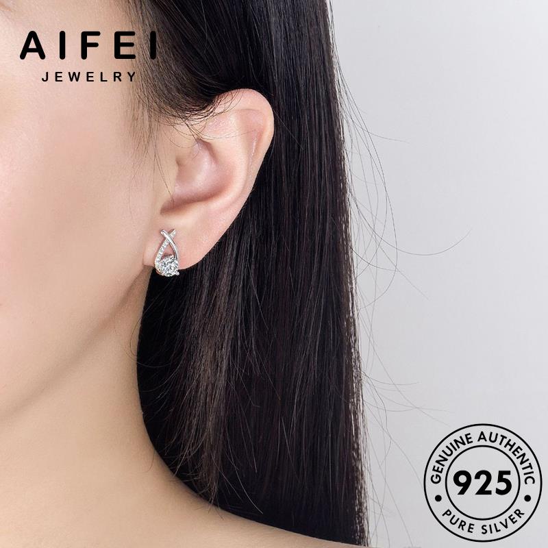 AIFEI JEWELRY quốc thật sức tai tròn giảm loại nữ bông 925 nhiệt Thời khuyên hàn trang kiện tua thời xỏ nguyên bản độ bạc aquamarine vàng phụ vành E177