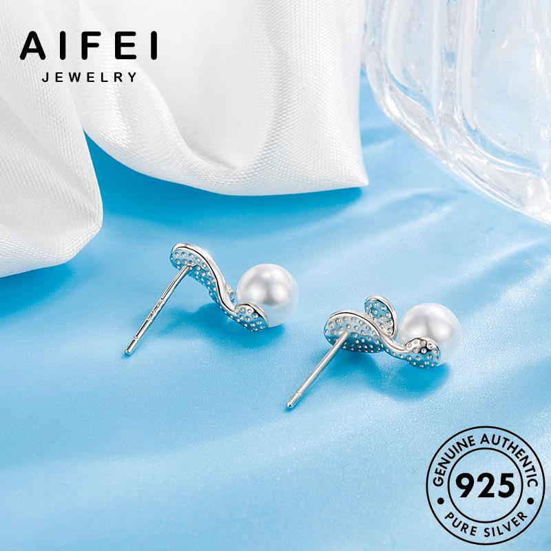 AIFEI JEWELRY Thời mori trai nữ trang kiện thời tròn bông bản khuyên tai thật nguyên 925 tua vành xỏ ngọc bạc quốc hàn phụ sức lá E700