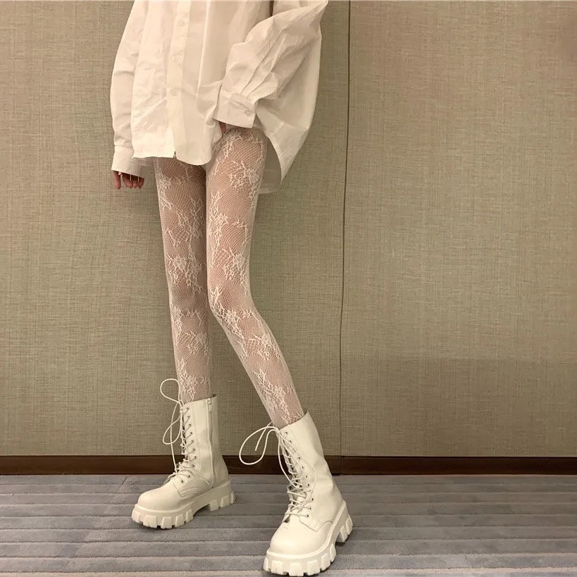 Quần Tất Lụa Mỏng Họa Tiết Hoa Phong Cách Lolita Gợi Cảm Cho Nữ